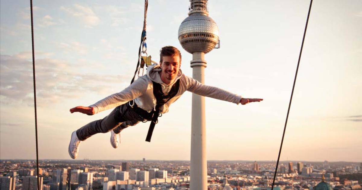 Base Flying at Alexanderplatz Berlin