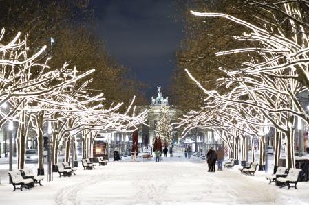 zugeschneites Brandenburger Tor im Winter