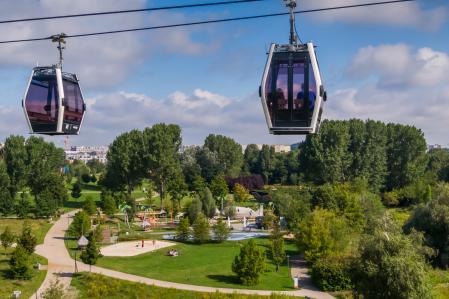 Cable car in the Gardens of the World in Berlin